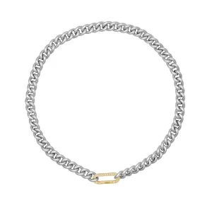 Cuban Rhodium 18K Gold Necklace w. Diamonds