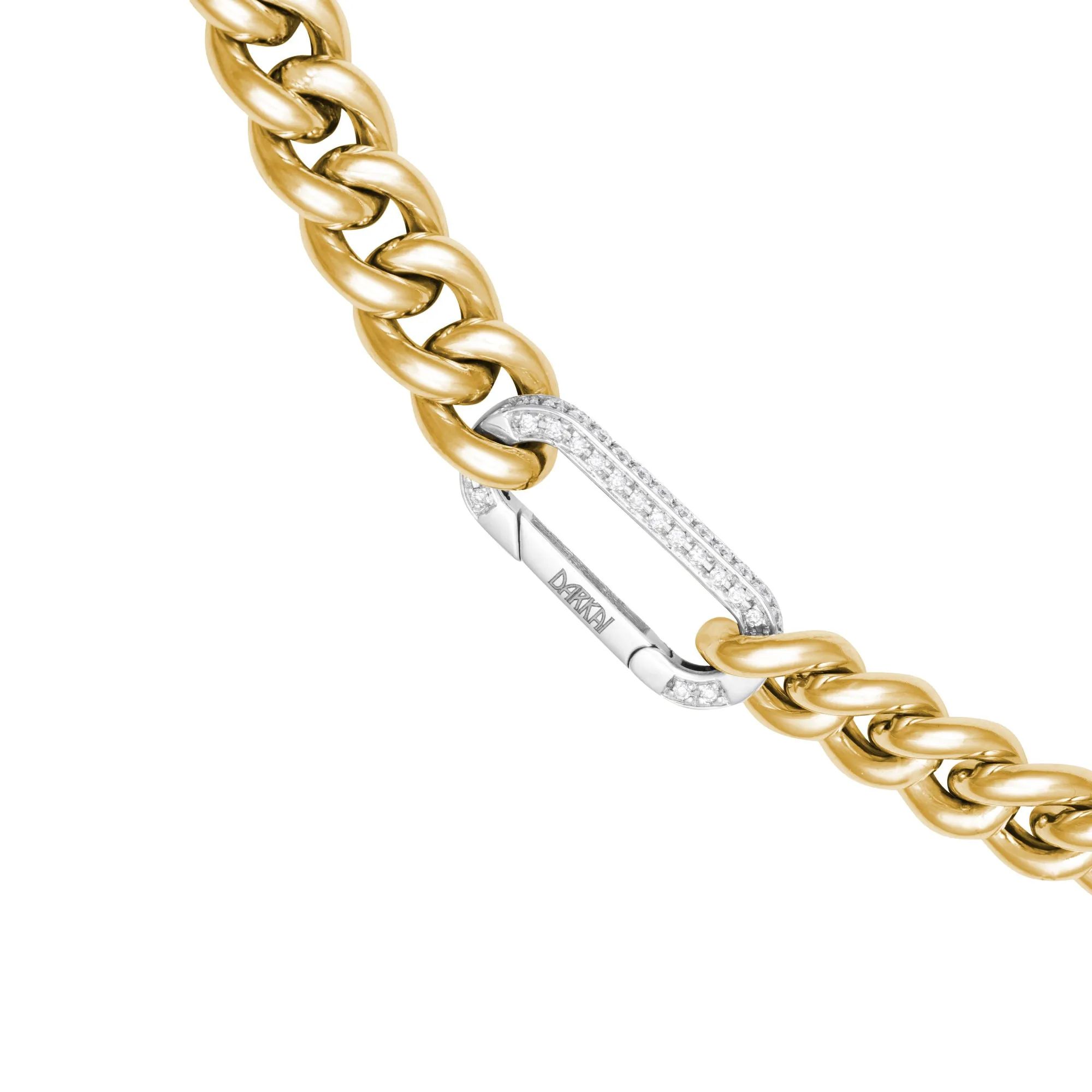 Cuban Yellow 18K Whitegold,Silver Necklace w. Diamonds