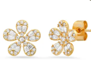 CZ Encusted Flower Studs