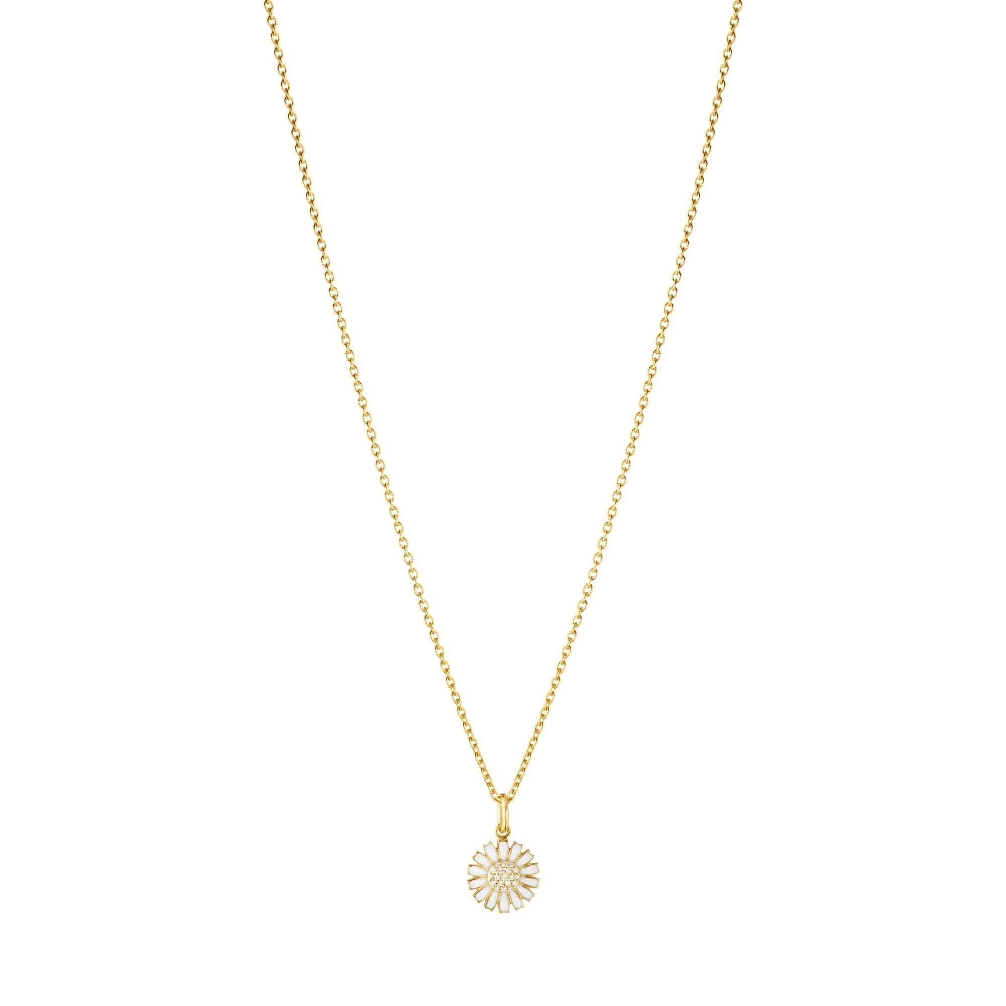 Daisy 11 mm Gold Plated Necklace w. 0.05ct Diamonds