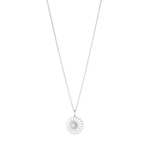 Daisy Silver Necklace w. White Enamel