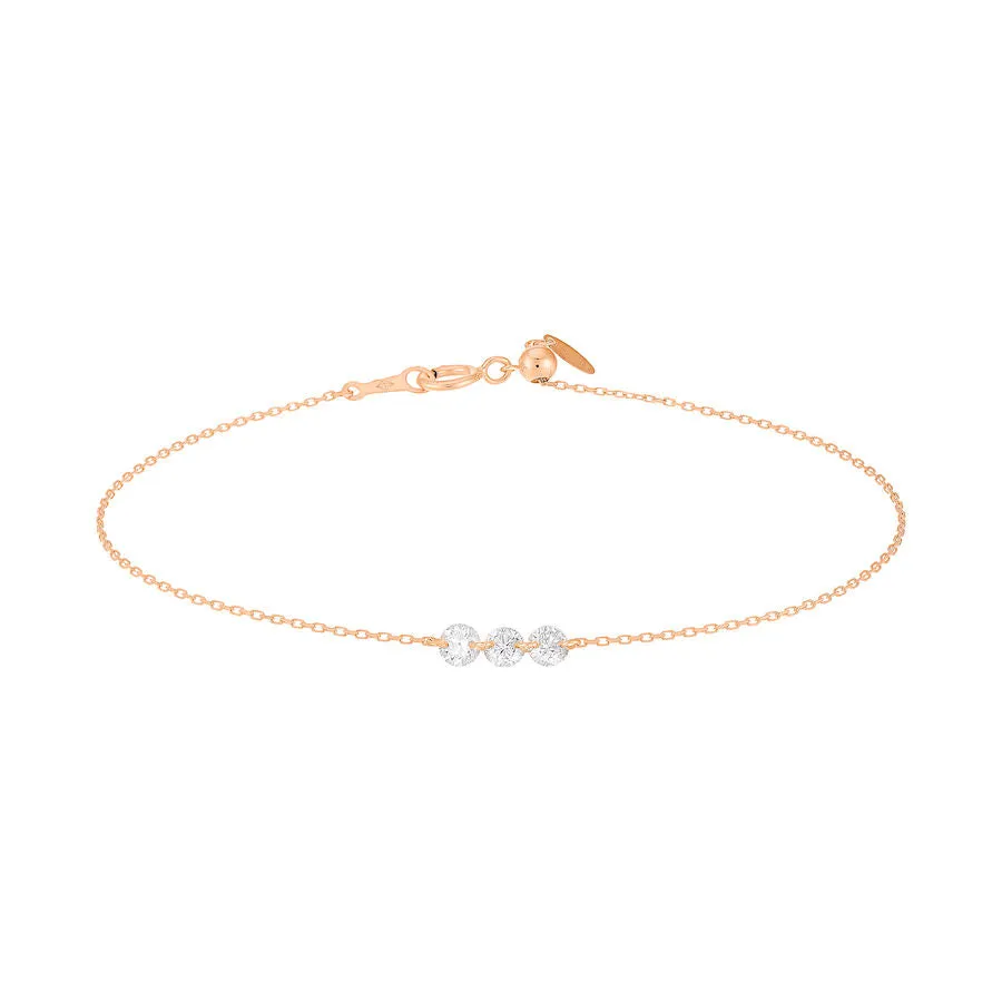 Danaé 18K Gold, Whitegold or Rosegold Bracelet w. 3 Diamonds
