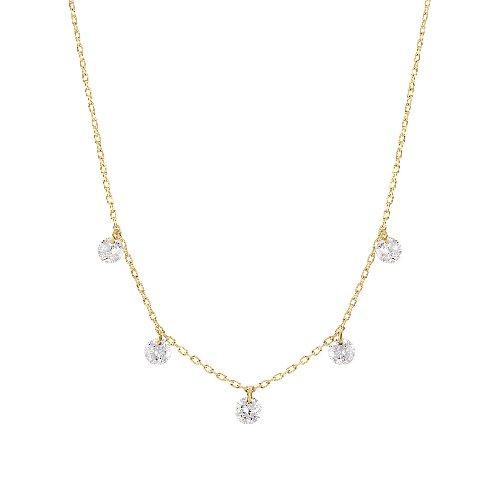 Danaé 18K Gold, Whitegold or Rosegold Necklace w. Diamonds, 0.45 ct