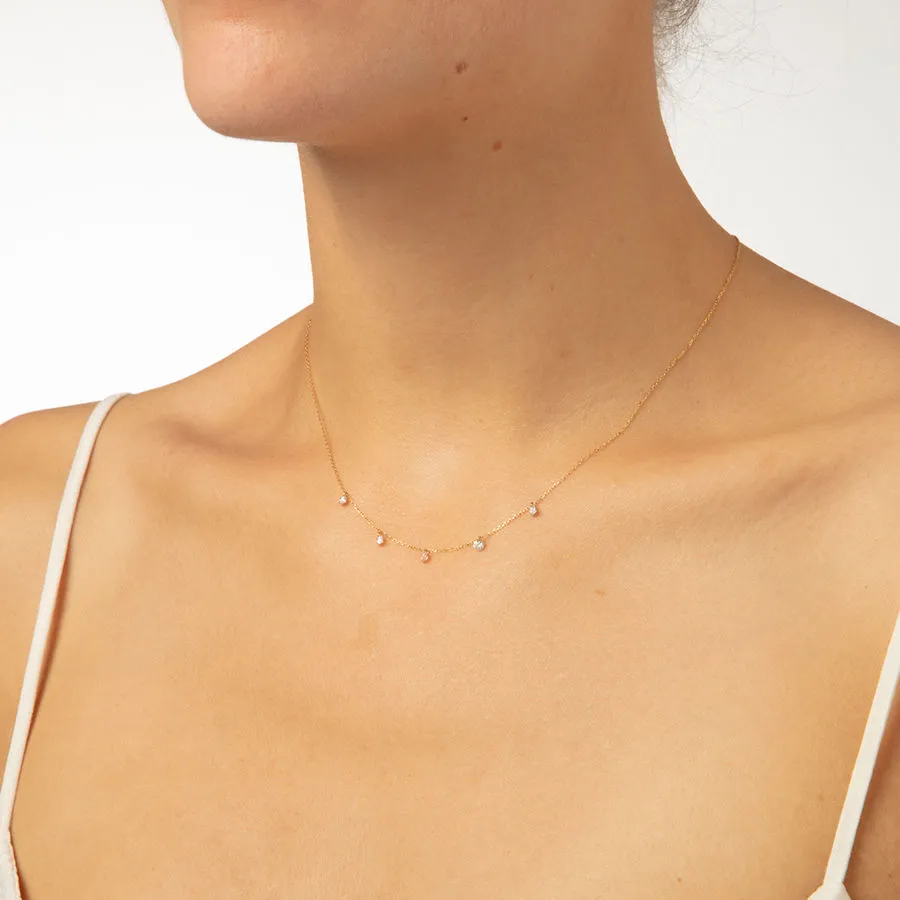 Danaé 18K Gold, Whitegold or Rosegold Necklace w. Diamonds, 0.45 ct