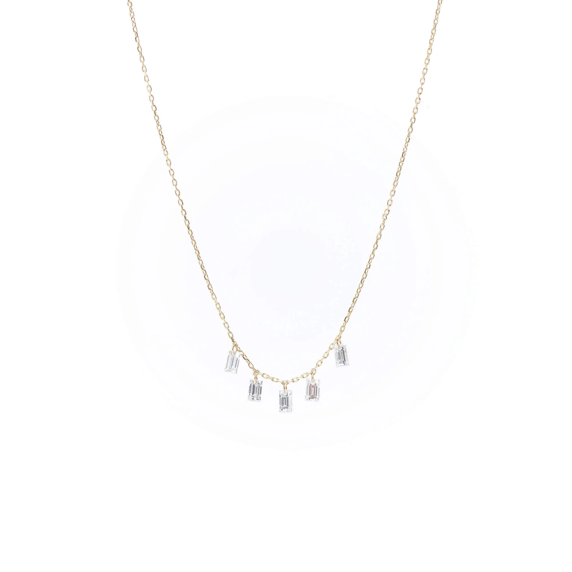 Danaé Baguette Cut 18K Gold Necklace w. Diamonds