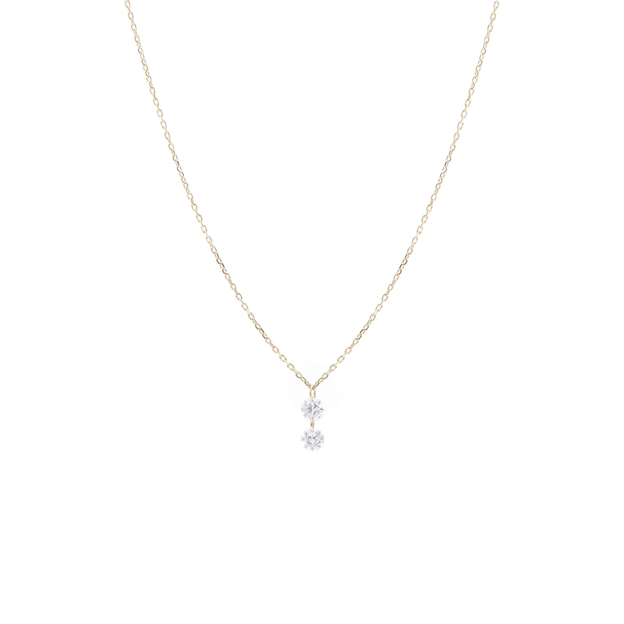 Danaé Hanging Up 18K Gold Necklace w. Diamonds