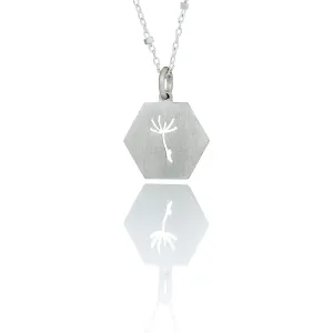 Dandelion Hexagonal Silver Necklace