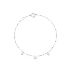 Dangling 18K White Gold Bracelet w. Diamonds