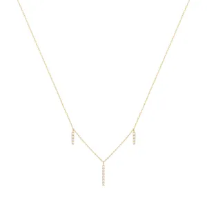 Dangling Bar 18K Gold Necklace w. Diamonds