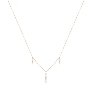 Dangling Bar 18K Rose Gold Necklace w. Diamonds