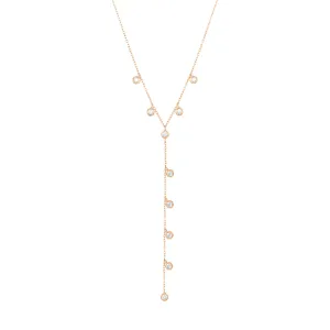 Dangling Chain 18K Rose Gold Necklace w. Diamonds