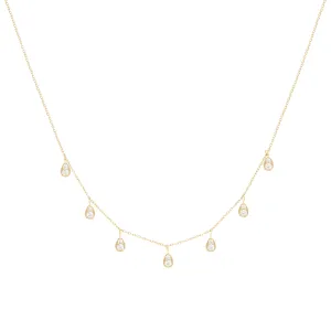 Dangling Pear 18K Gold Necklace w. Diamonds