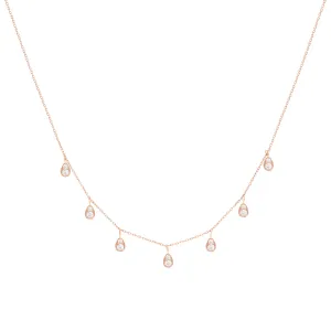 Dangling Pear 18K Rose Gold Necklace w. Diamonds