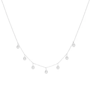 Dangling Pear 18K White Gold Necklace w. Diamonds