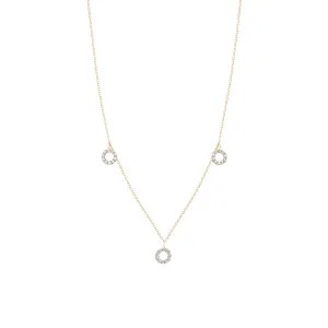 Dangling Round 18K Gold Necklace w. Diamonds