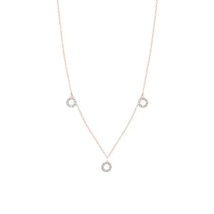 Dangling Round 18K Rose Gold Necklace w. Diamonds