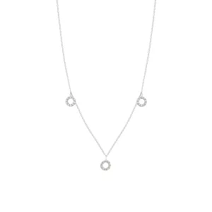 Dangling Round 18K White Gold Necklace w. Diamonds
