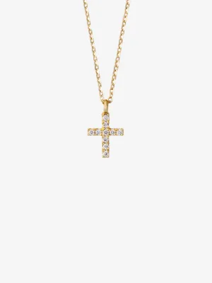 Diamond Cross 0.05 14K Gold Necklace w. Diamonds