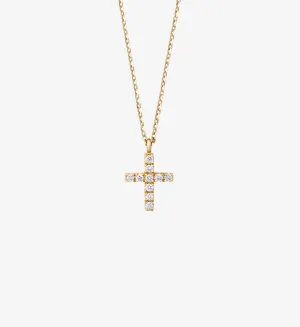 Diamond Cross Necklace 0.10 in 14K Yellow Gold