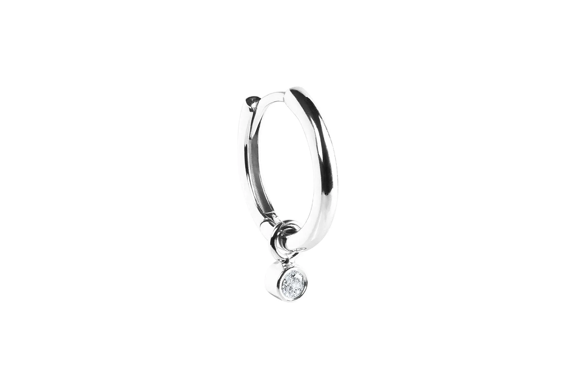 Diamond Hoop Charm 14K Gold Earring-pendant
