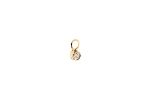 Diamond Hoop Charm 14K Gold Earring-pendant