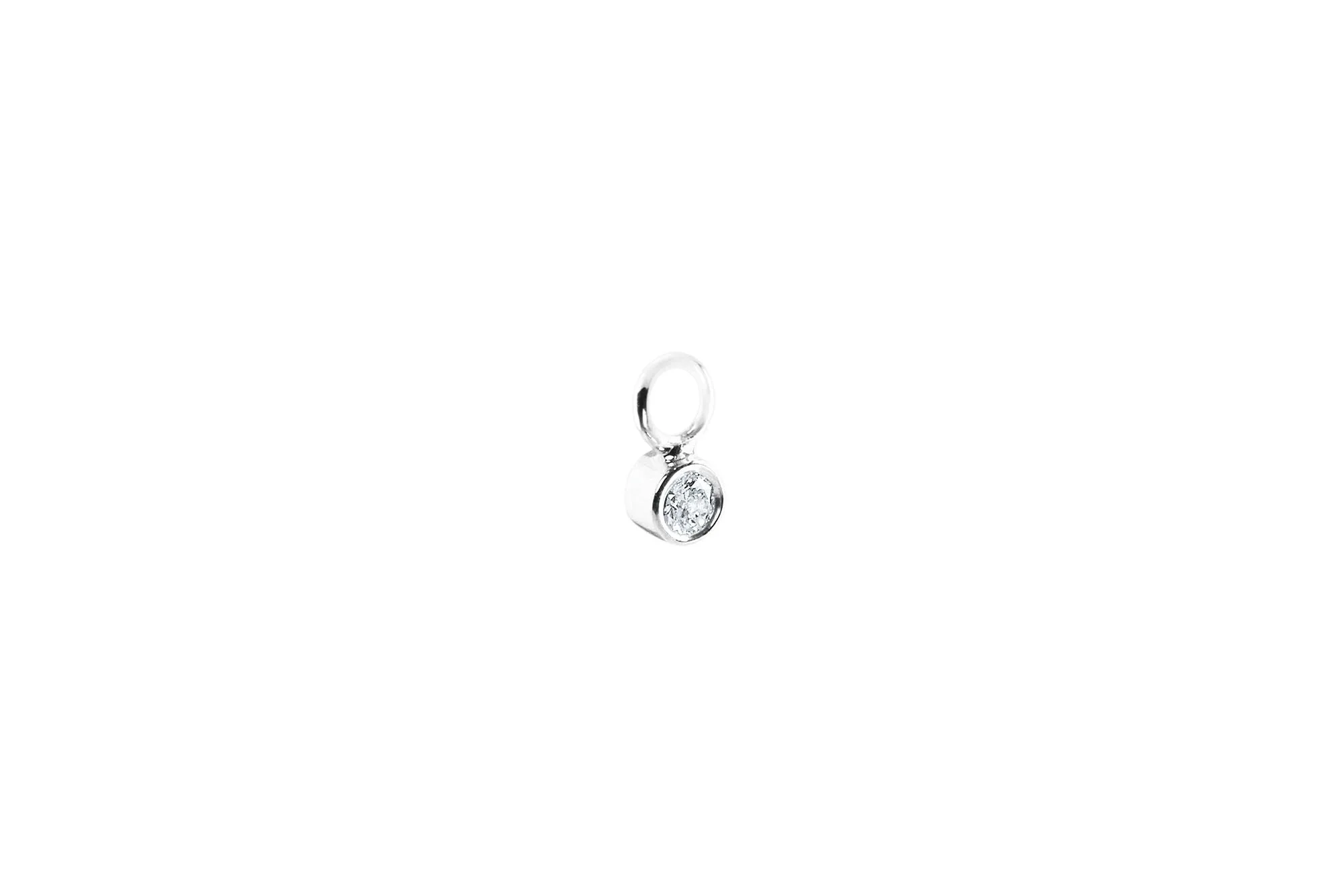 Diamond Hoop Charm 14K White Gold Earring-pendant