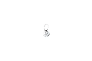 Diamond Hoop Charm 14K White Gold Earring-pendant
