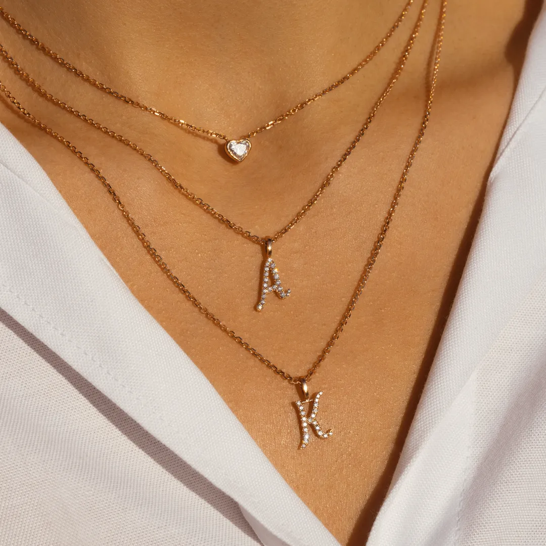 DIAMOND INITIAL DROP PENDANT Anita Ko