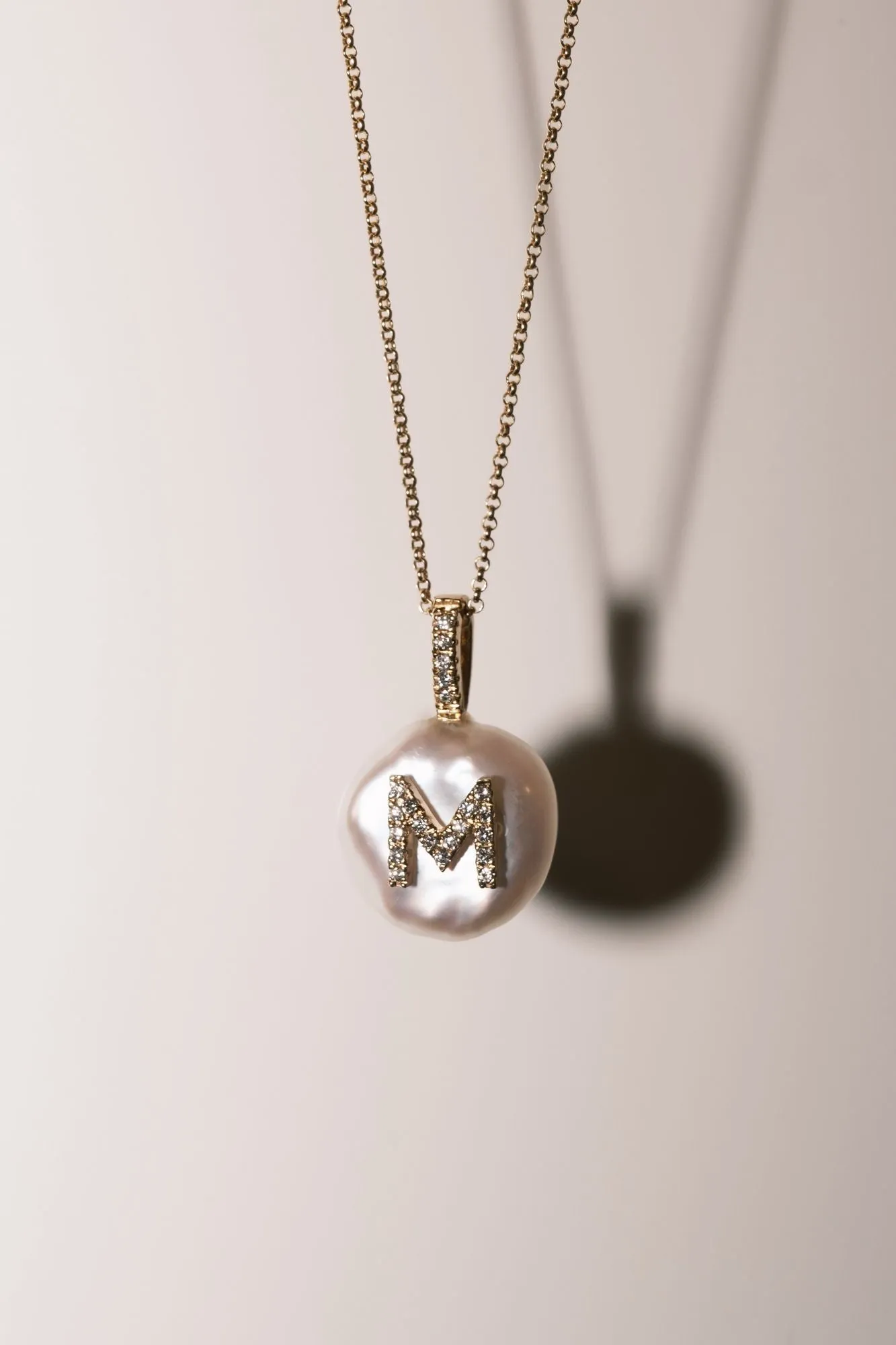 Diamond Initial Petal 18K Gold Charm Necklace