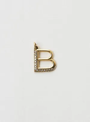 Diamond letter B 18K Gold Necklace or Pendant w. Diamond