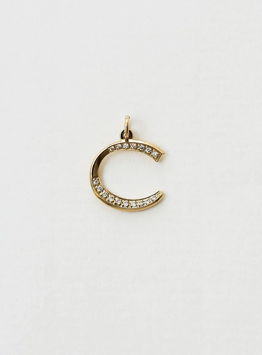 Diamond letter C 18K Gold Necklace or Pendant w. Diamond
