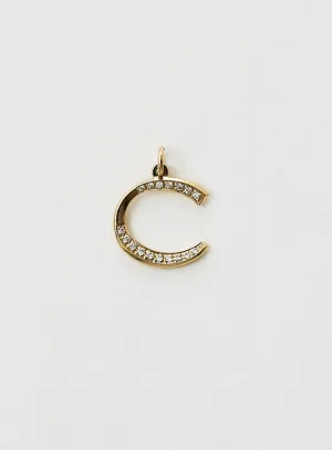 Diamond letter C 18K Gold Necklace or Pendant w. Diamond