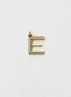 Diamond Letter E 18K Gold Necklace or Pendant w. Diamond
