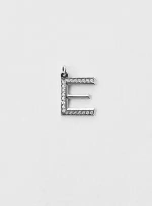 Diamond Letter E 18K Whitegold Necklace or Pendant w. Diamond