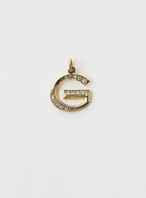 Diamond Letter G 18K Gold Necklace or Pendant w. Diamond