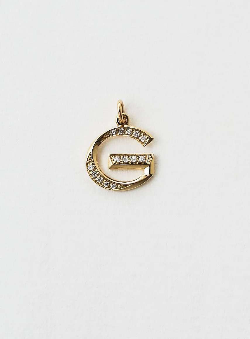 Diamond Letter G 18K Gold Necklace or Pendant w. Diamond