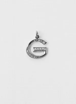 Diamond Letter G 18K Whitegold Necklace or Pendant w. Diamond