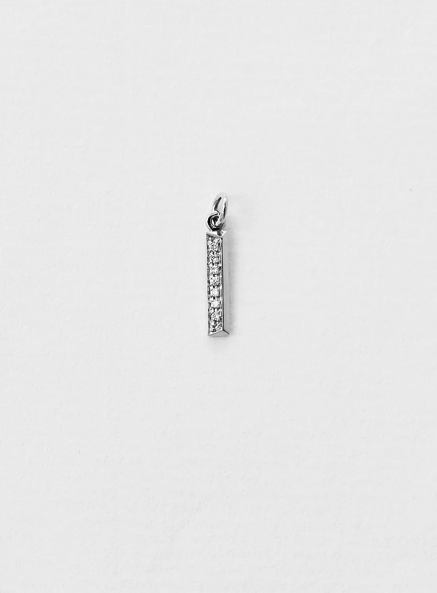 Diamond Letter I 18K Whitegold Necklace or Pendant w. Diamond