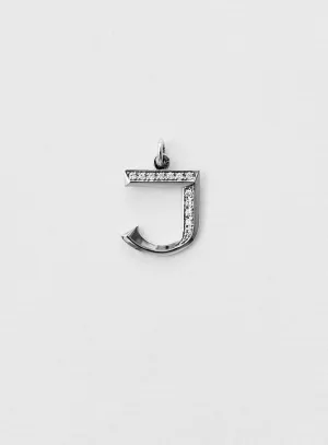 Diamond Letter J 18K Whitegold Necklace or Pendant w. Diamond