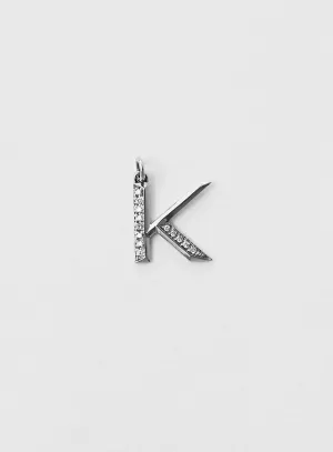 Diamond Letter K 18K Whitegold Necklace or Pendant w. Diamond