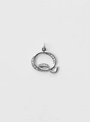 Diamond Letter Q 18K Whitegold Necklace or Pendant w. Diamond