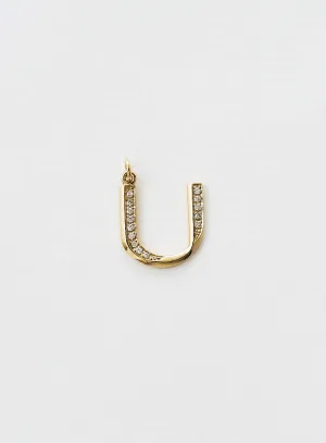 Diamond Letter U 18K Gold Necklace or Pendant w. Diamond