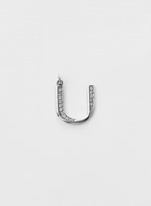 Diamond Letter U 18K Whitegold Necklace or Pendant w. Diamond