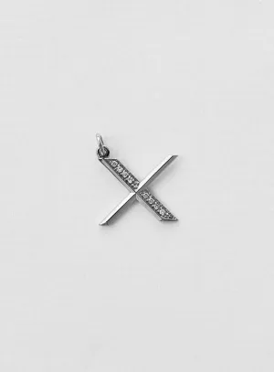 Diamond Letter X 18K Whitegold Necklace or Pendant w. Diamond