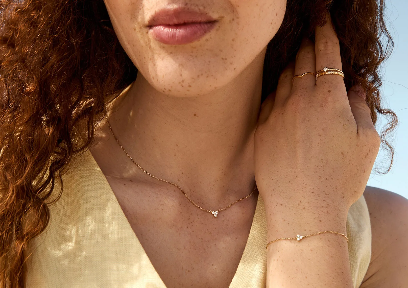 Diamond Trinity 14K Gold Necklace