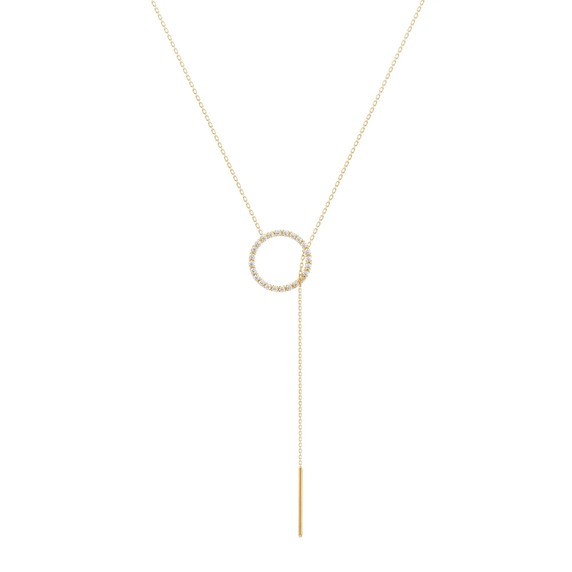 Diamonds Lariat 18K Gold Necklace w. Diamonds