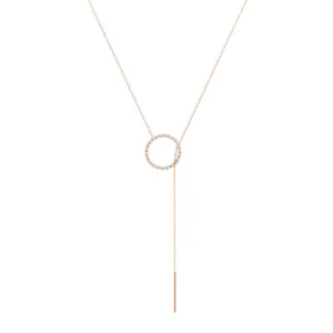 Diamonds Lariat 18K Rose Gold Necklace w. Diamonds