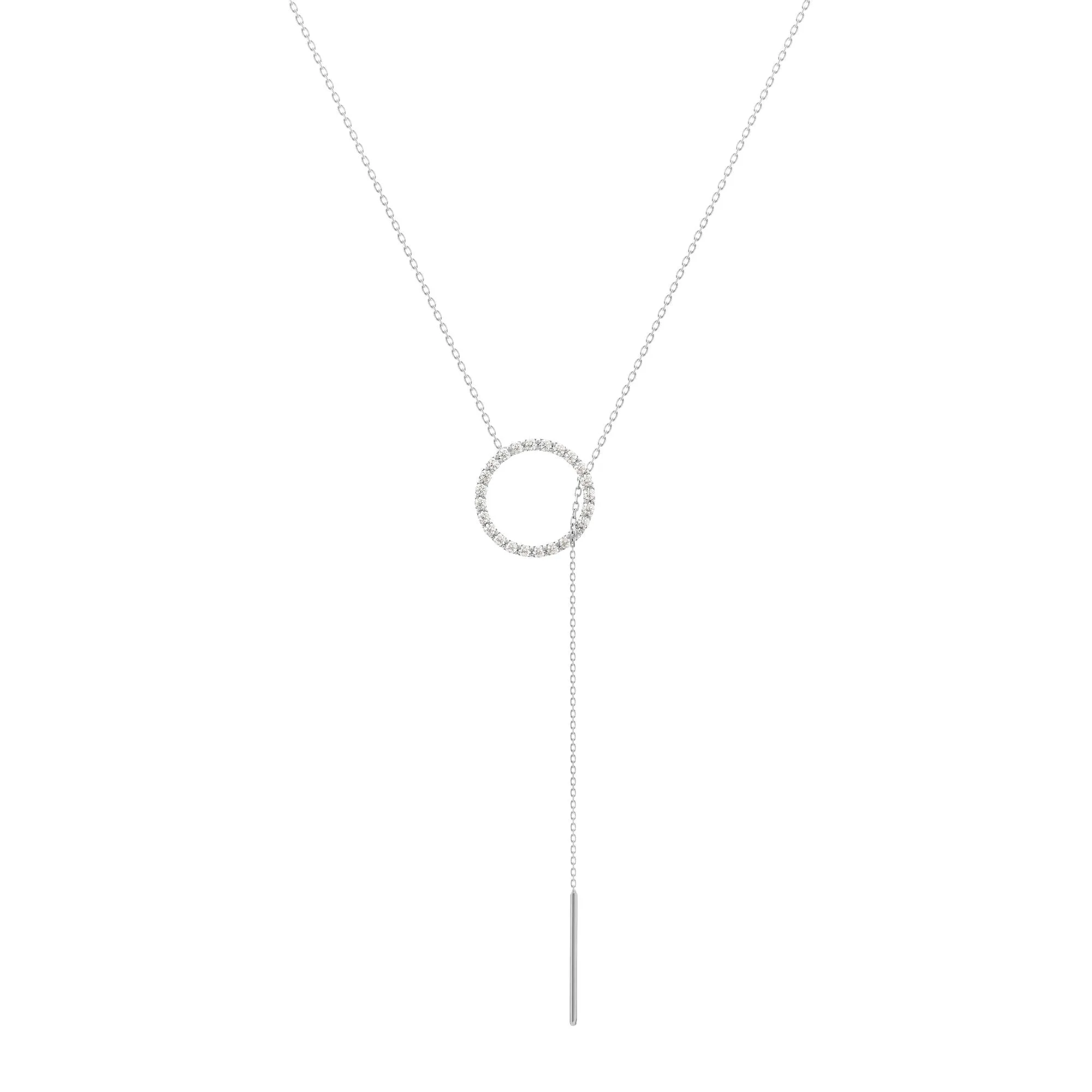 Diamonds Lariat 18K White Gold Necklace w. Diamonds