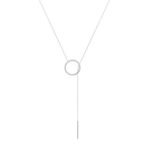 Diamonds Lariat 18K White Gold Necklace w. Diamonds