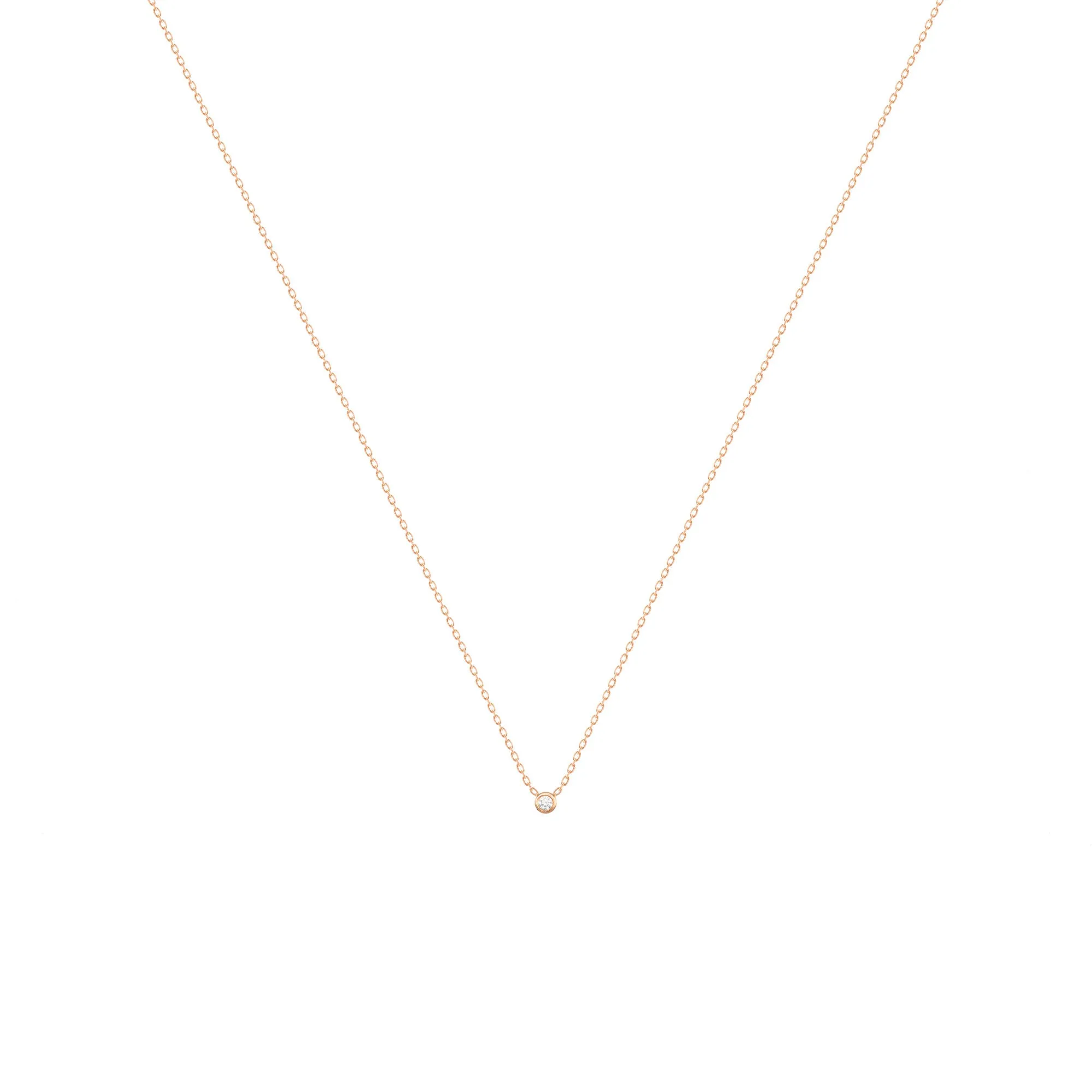 Dot 18K Rose Gold Necklace w. Diamond